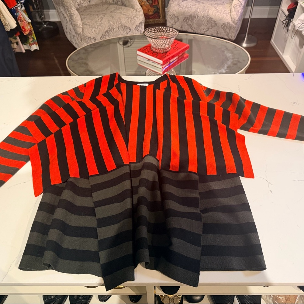Akris Punto Red and Black Striped Knit
